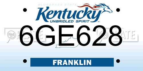 6GE628 Kentucky License Plate