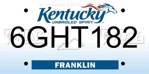 6GHT182 Kentucky License Plate