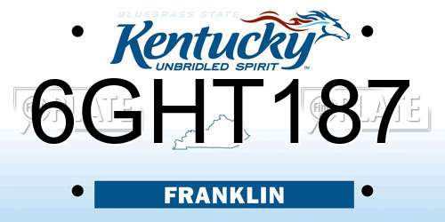 6GHT187 Kentucky License Plate