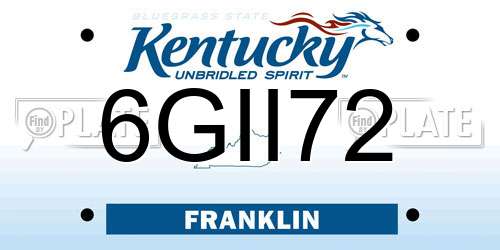 6GII72 Kentucky License Plate