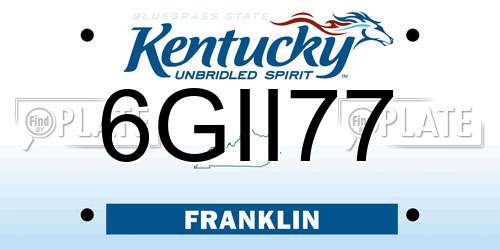 6GII77 Kentucky License Plate