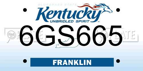 6GS665 Kentucky License Plate