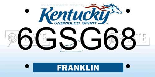 6GSG68 Kentucky License Plate
