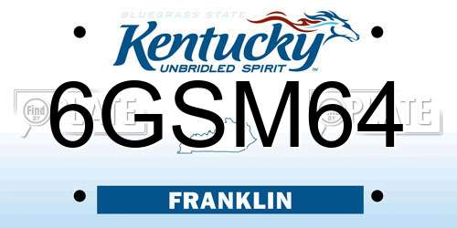 6GSM64 Kentucky License Plate