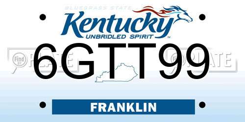 6GTT99 Kentucky License Plate