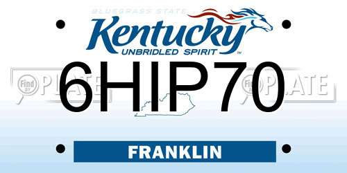 6HIP70 Kentucky License Plate