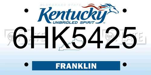 6HK5425 Kentucky License Plate