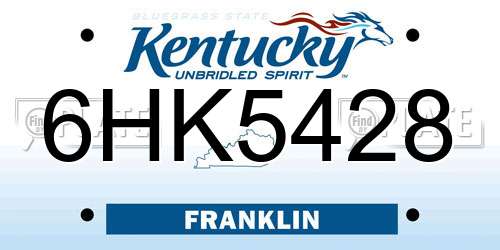 6HK5428 Kentucky License Plate