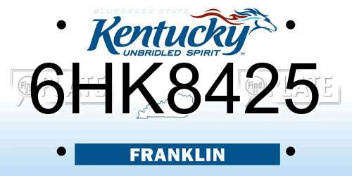 6HK8425 Kentucky License Plate