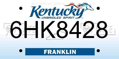 6HK8428 Kentucky License Plate