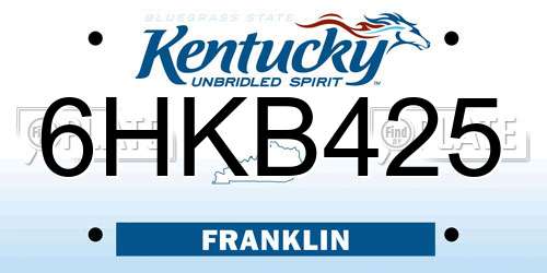 6HKB425 Kentucky License Plate