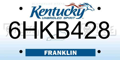 6HKB428 Kentucky License Plate