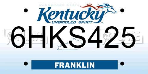 6HKS425 Kentucky License Plate