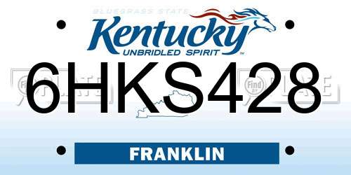 6HKS428 Kentucky License Plate