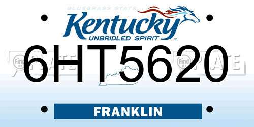 6HT5620 Kentucky License Plate