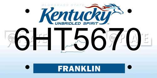 6HT5670 Kentucky License Plate