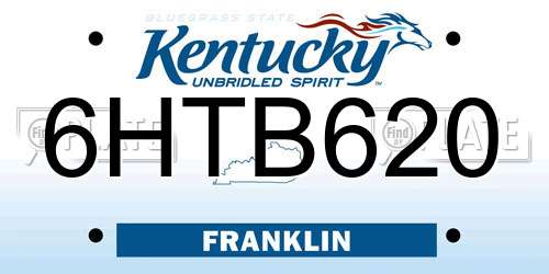 6HTB620 Kentucky License Plate