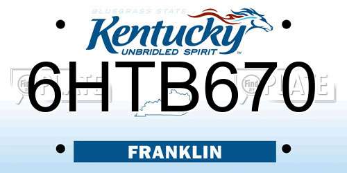 6HTB670 Kentucky License Plate