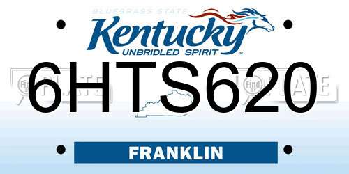 6HTS620 Kentucky License Plate