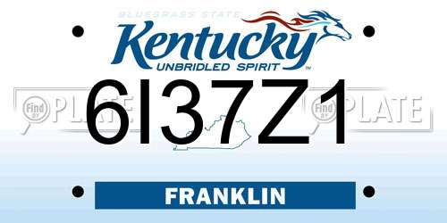 6I37Z1 Kentucky License Plate