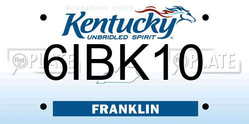 6IBK10 Kentucky License Plate