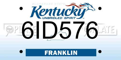 6ID576 Kentucky License Plate