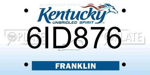 6ID876 Kentucky License Plate
