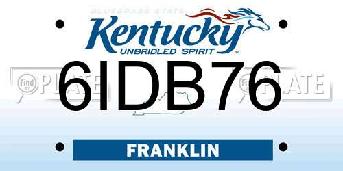 6IDB76 Kentucky License Plate