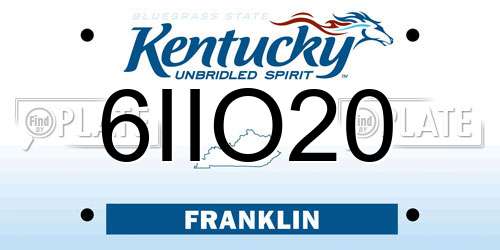 6IIO20 Kentucky License Plate