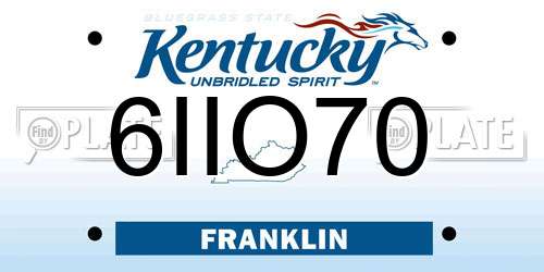 6IIO70 Kentucky License Plate