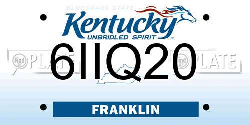 6IIQ20 Kentucky License Plate