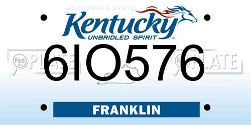 6IO576 Kentucky License Plate