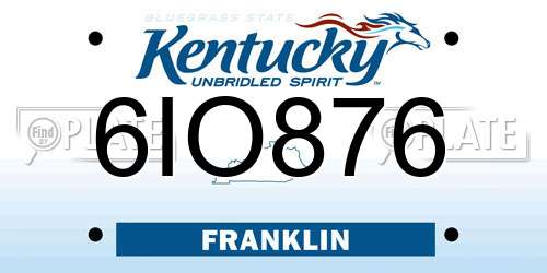 6IO876 Kentucky License Plate
