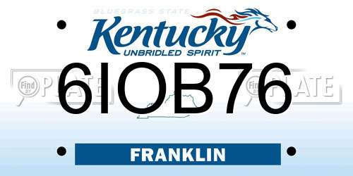 6IOB76 Kentucky License Plate