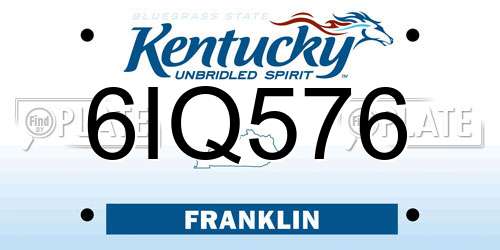 6IQ576 Kentucky License Plate
