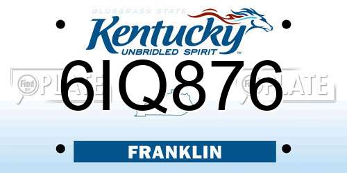 6IQ876 Kentucky License Plate