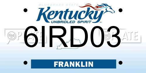 6IRD03 Kentucky License Plate