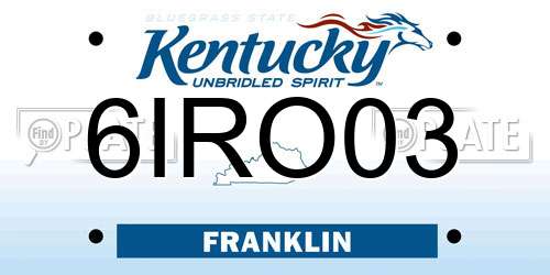 6IRO03 Kentucky License Plate