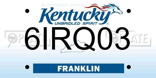 6IRQ03 Kentucky License Plate