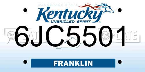 6JC5501 Kentucky License Plate