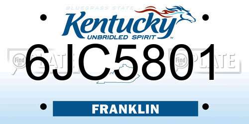 6JC5801 Kentucky License Plate