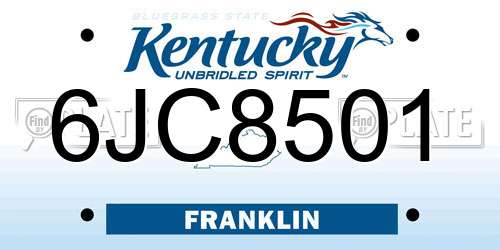 6JC8501 Kentucky License Plate