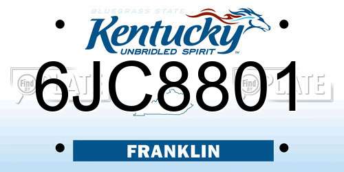 6JC8801 Kentucky License Plate