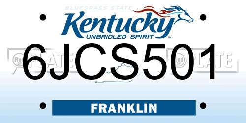 6JCS501 Kentucky License Plate