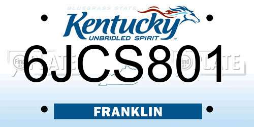 6JCS801 Kentucky License Plate