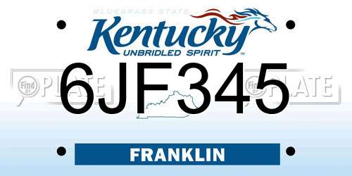 6JF345 Kentucky License Plate