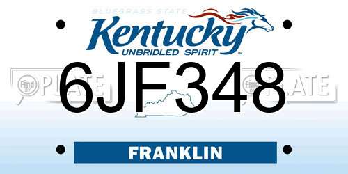6JF348 Kentucky License Plate