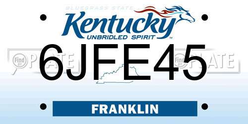 6JFE45 Kentucky License Plate