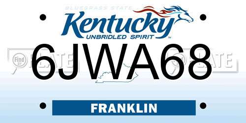 6JWA68 Kentucky License Plate