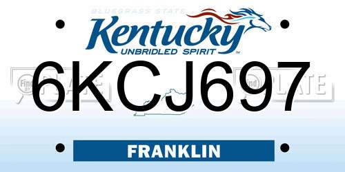 6KCJ697 Kentucky License Plate